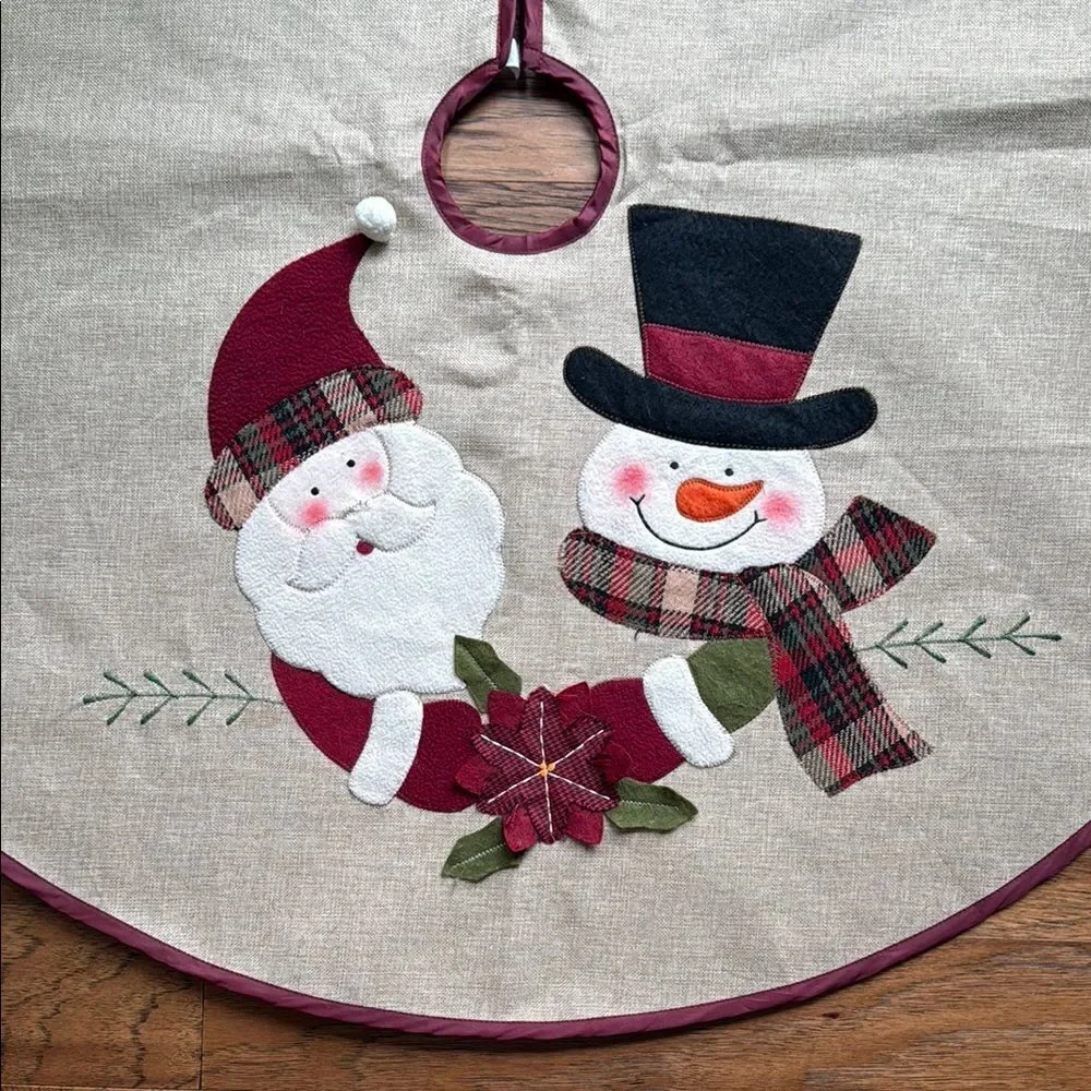 Festive Santa and Snowman Tree Skirt